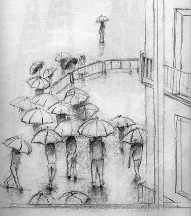 Spectators in the Rain